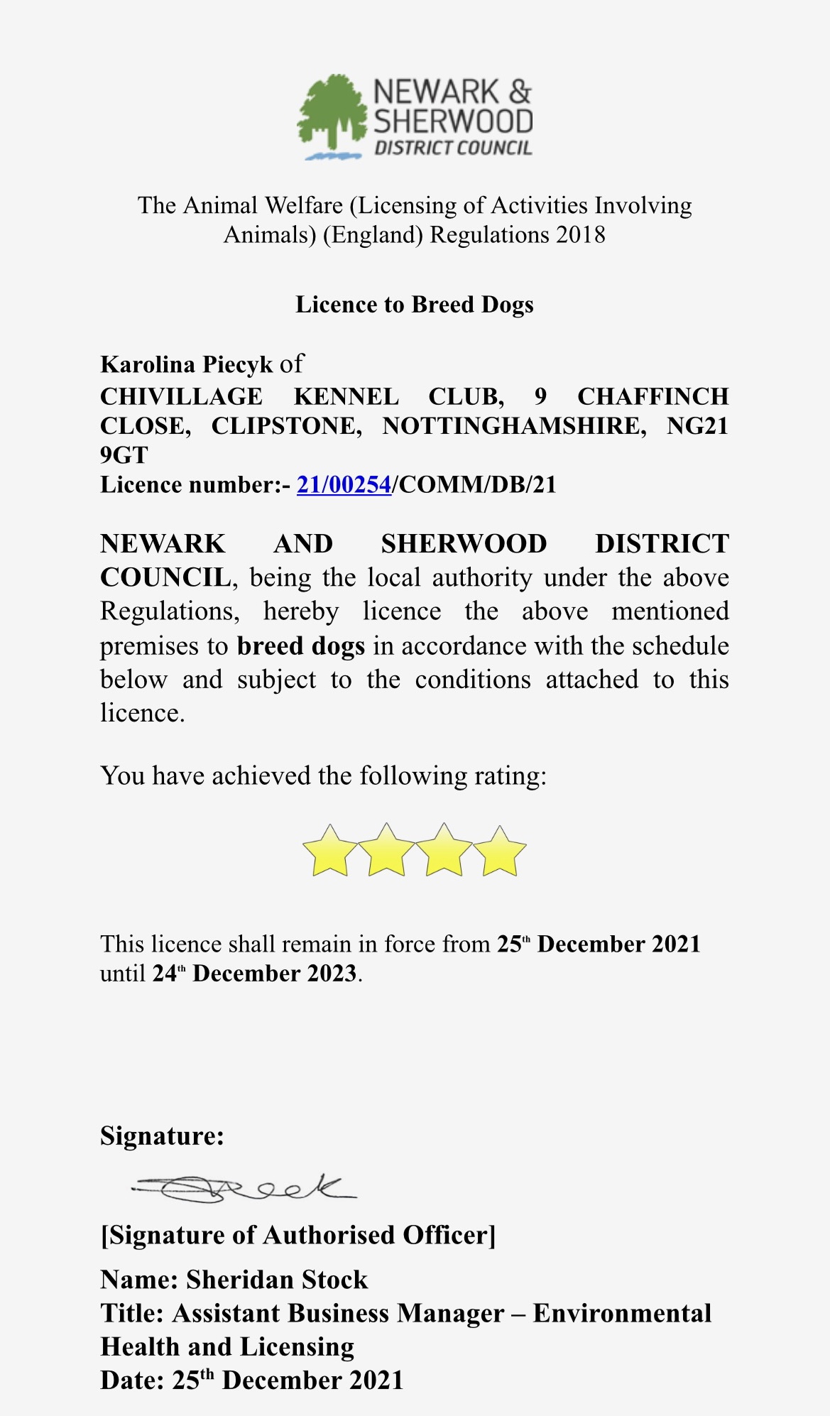 Kennel club hot sale breeding licence